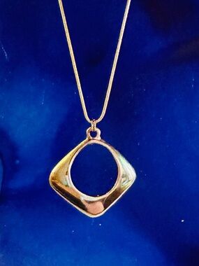 Silver Circle Square (Tiffany Style) Geometric Pendant Necklace Open Square